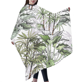 Personality  Green Tropical Foliage Seamless Pattern Hair Cutting Cape