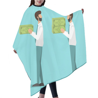 Personality  Business Concept Of Different Salary For Workers Vector Illustration. Two Cartoon Managers With Differing Salaries. Hair Cutting Cape