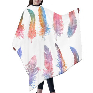 Personality  Watercolors Bright Colors Feathers Set.   Hair Cutting Cape