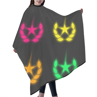 Personality  Award Four Color Glowing Neon Vector Icon Hair Cutting Cape