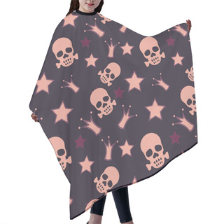 Personality  Seamless Background With Skulls, Crowns And Stars Hair Cutting Cape