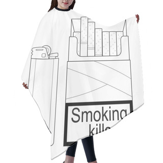 Personality  Open Cigarettes Pack With Gas Lighter Hair Cutting Cape
