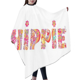 Personality  Hippie Lettering With Abstract Colorful Flowers Hair Cutting Cape