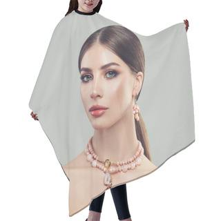 Personality  Fashion Portrait Of Young Woman With Makeup  Hair Cutting Cape