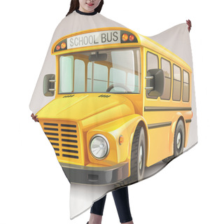Personality  School Bus Vector Illustration Hair Cutting Cape