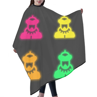 Personality  Baron Four Color Glowing Neon Vector Icon Hair Cutting Cape