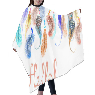 Personality  Hand Drawn Colorful Watercolor Feathers Background Hair Cutting Cape
