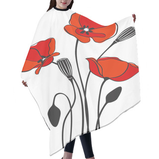 Personality  Poppy Floral Background Hair Cutting Cape