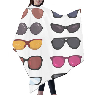 Personality  Vector Set Of Color Cartoon Glasses Hair Cutting Cape