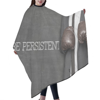 Personality  Be Persistent On Blackboard With Businessman  Hair Cutting Cape