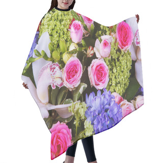 Personality  A Bouquet Of Flowers, Roses, Hyacinths, Orchids. Background Of Flowers Hair Cutting Cape