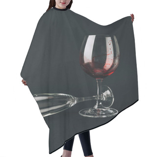 Personality  Broken Glass By Wine Glass With Blood Isolated On Black Hair Cutting Cape