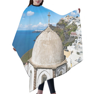 Personality  Sunlight On Church Near White Houses And Tranquil Aegean Sea In Santorini Island  Hair Cutting Cape