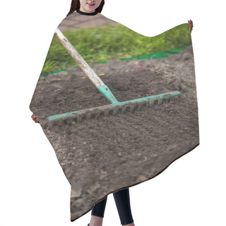 Personality  Photo Of Rake On Garden Bed Hair Cutting Cape