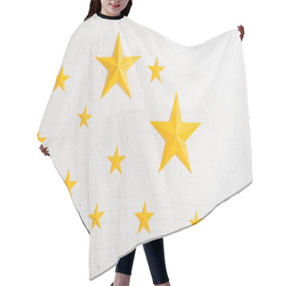 Personality  Yellow Cardboard Stars On Light Textured Background Hair Cutting Cape