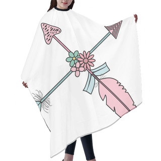 Personality  Bohemian Arrows Crossed With Feathers And Flowers Hair Cutting Cape