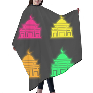 Personality  Al Aqsa Mosque Four Color Glowing Neon Vector Icon Hair Cutting Cape