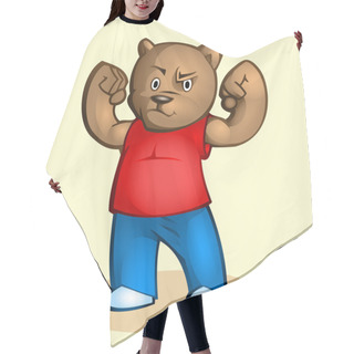Personality  Cartoon Strong Bear. Vector Illustration. Hair Cutting Cape