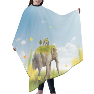 Personality  Elephant On Green Meadow - Recursion Hair Cutting Cape