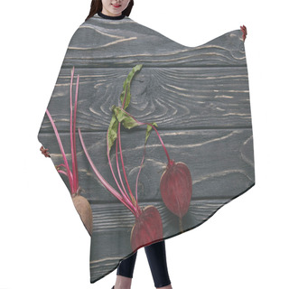 Personality  Small Red Beetroots On Dark Wooden Table Hair Cutting Cape