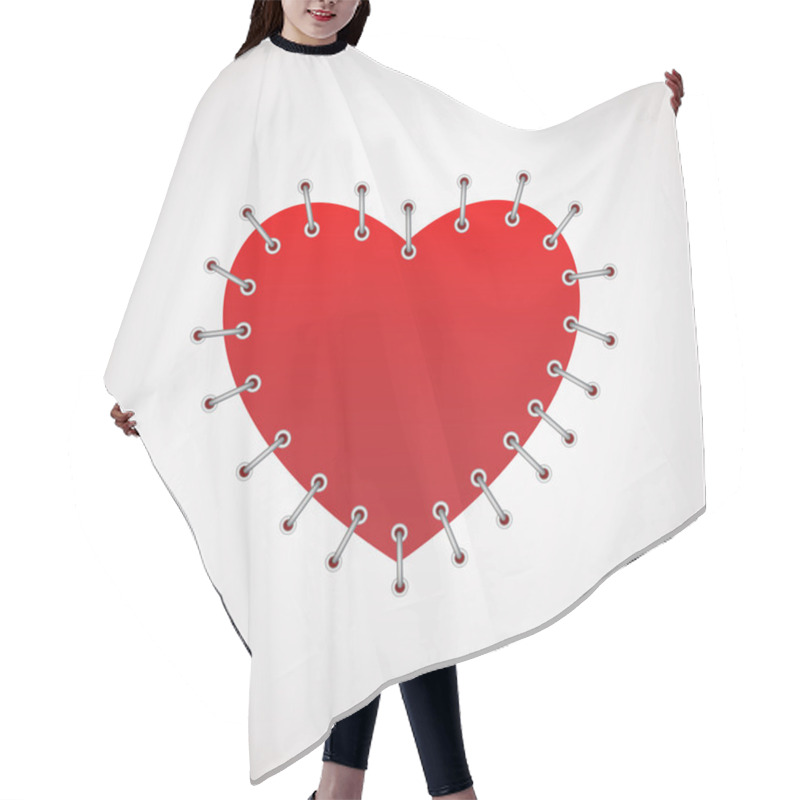 Personality  Vector Illustration Of A Heart With Seam. Hair Cutting Cape