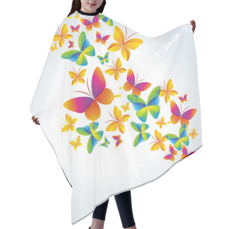Personality  Colorful Background With Butterfly. Hair Cutting Cape