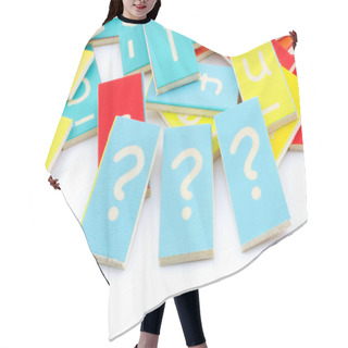 Personality  Three Wooden Question Marks Hair Cutting Cape