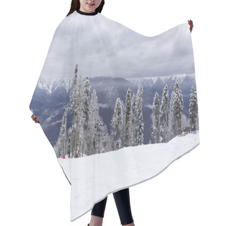 Personality  Scenery Top View On Winter Mountains Hair Cutting Cape