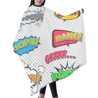 Personality  Collection Multicolored Comic Sound Effects. Hair Cutting Cape