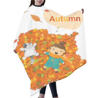 Personality  Hello Autumn Background With Little Girl , Vector , Illustration Hair Cutting Cape