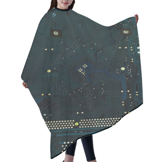 Personality  Digital Circuit Board With Microchips And Components  Hair Cutting Cape