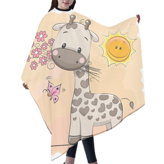 Personality  Giraffe With Flowers And Butterflies Hair Cutting Cape