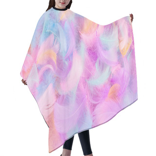 Personality  Colorful Feather Background, Top View.  Hair Cutting Cape