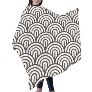 Personality  Vector Seamless Black And White Rounded Arc Concentric Circles Pattern Hair Cutting Cape