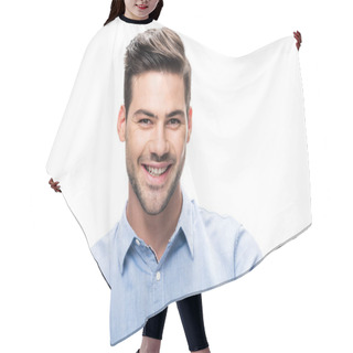 Personality  Handsome Smiling Man Hair Cutting Cape