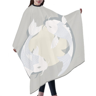 Personality  Two Carp Koi Fish Swimming Around Sun, Traditional Japanese Style Hair Cutting Cape