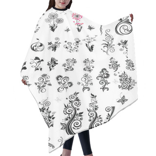 Personality  Decorative Floral Design Elements (black And White) Hair Cutting Cape