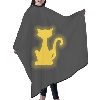 Personality  Black Cat Yellow Glowing Neon Icon Hair Cutting Cape