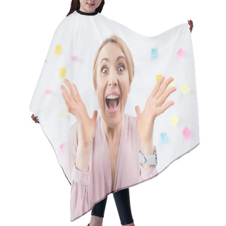 Personality  Excited Blonde Businesswoman Hair Cutting Cape