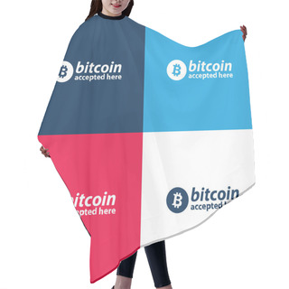 Personality  Bitcoin Accepted Here Logo Blue And Red Four Color Minimal Icon Set Hair Cutting Cape