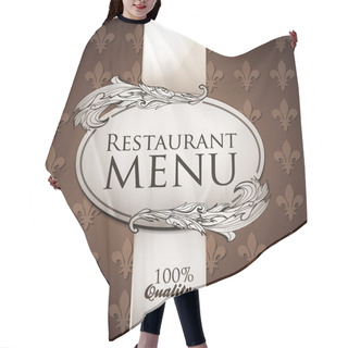Personality  Vector Template For Restaurant Menu. Brown And White Colors Hair Cutting Cape