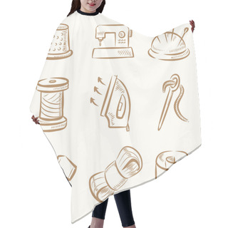 Personality  Sewing Icon Set Hair Cutting Cape