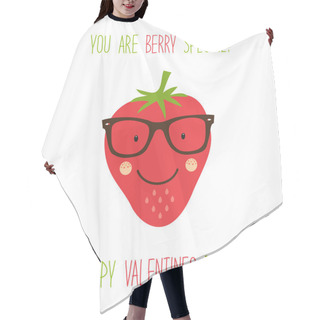 Personality  Valentines Day Card With Cartoon Strawberry Hair Cutting Cape