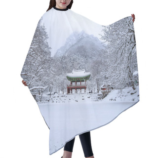 Personality  Baekyangsa Temple And Falling Snow, Naejangsan Mountain In Winter With Snow,Famous Mountain In Korea.Winter Landscape. Hair Cutting Cape