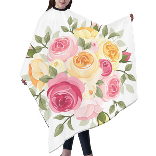 Personality  Pink And Yellow Roses. Vector Illustration. Hair Cutting Cape