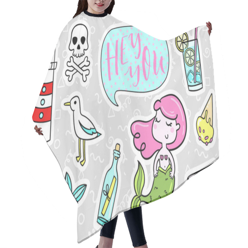 Personality  Cute Icons Set Hair Cutting Cape