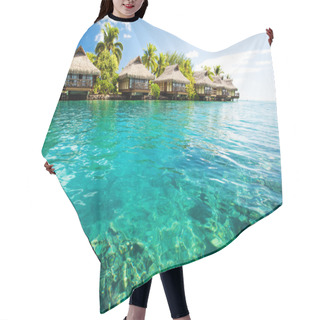 Personality  Over Water Bungalows With Steps Into Green Lagoon Hair Cutting Cape