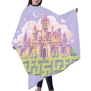 Personality  Fairy Tale Princess Castle Flat Illustration. Fantasy Landscape Background Hair Cutting Cape