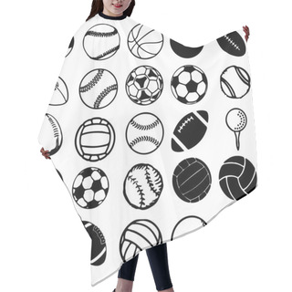 Personality  Set Ball Sports Vector Illustration Hair Cutting Cape