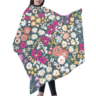 Personality  Seamless Print With Wild Flowers. Hair Cutting Cape